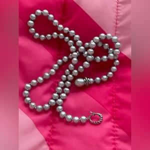 honora sterling Silver light silver gray Pearl Necklace new 20inch